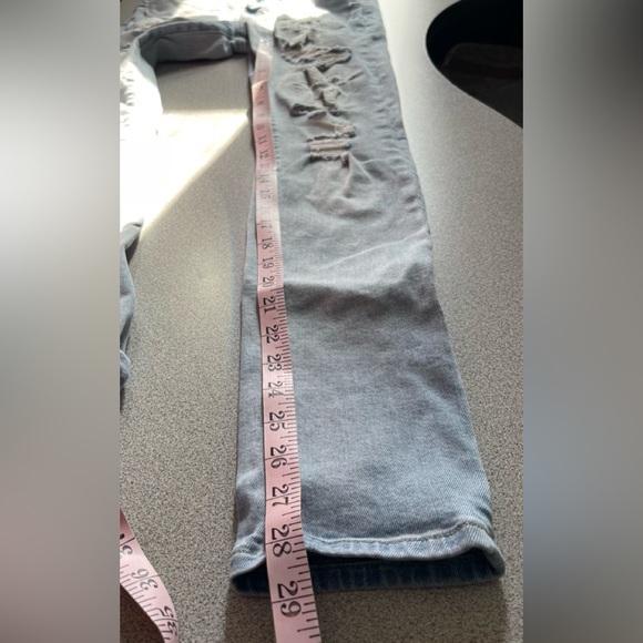 H&M Skinny Low Rise Ripped Blue Jeans Button Fly Size 30/32 - Picture 10 of 12
